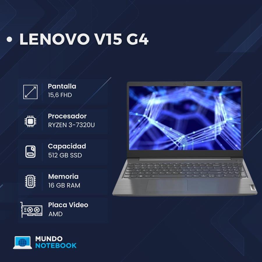 Lenovo V15 G4 Ryzen 3 7320U 16GB RAM 512GB SSD Pantalla 15,6" FHD