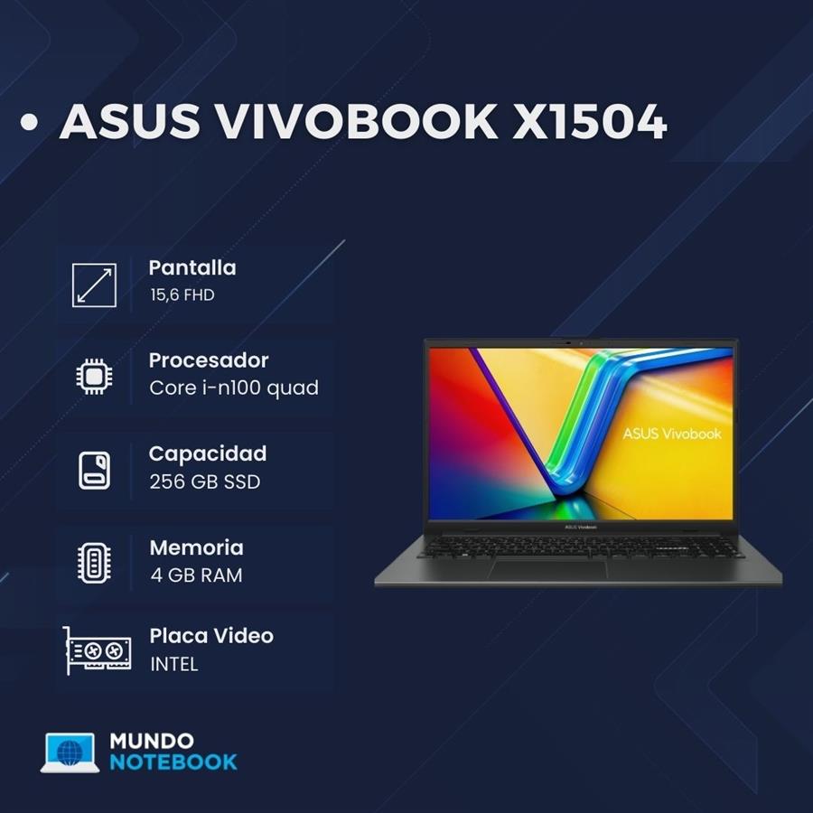 ASUS Vivobook 15 N100 4GB RAM 256GB SSD Pantalla 15,6" FHD