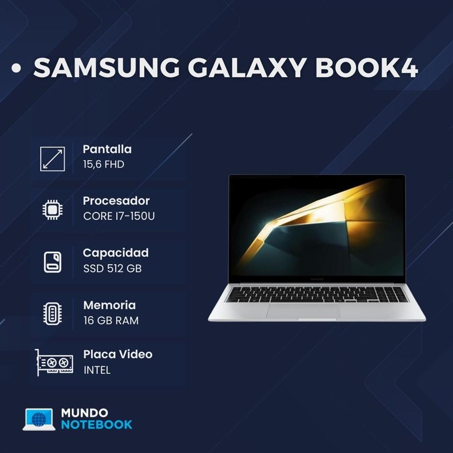 Samsung Galaxy Book4 i7-150U 16GB RAM 512GB SSD Pantalla 15,6" FHD