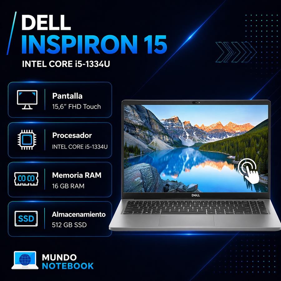 Dell Inspiron 15 Intel Core i5-1334U 16GB RAM 512GB SSD Pantalla 15,6" FHD Touch