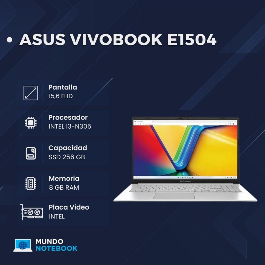 ASUS Vivobook Go E1504GA Intel Core i3-N305 8GB RAM 256GB SSD Pantalla 15,6" FHD