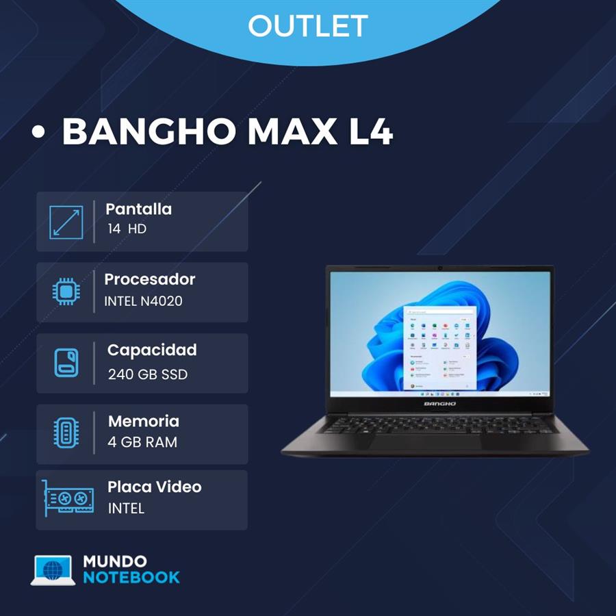 Banghó Max L4 Intel Celeron N4020 4GB RAM 120GB SSD Pantalla 14" HD