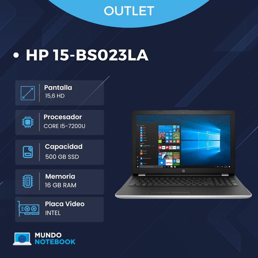 HP 15-BS023LA Intel Core i5-7200U 16GB RAM 500GB SSD Pantalla 15,6" HD