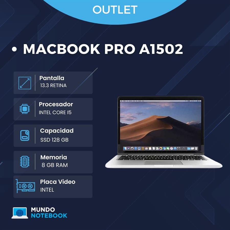 MacBook Pro A1502 Intel Core i5 8GB RAM 128GB SSD Pantalla Retina 13,3"