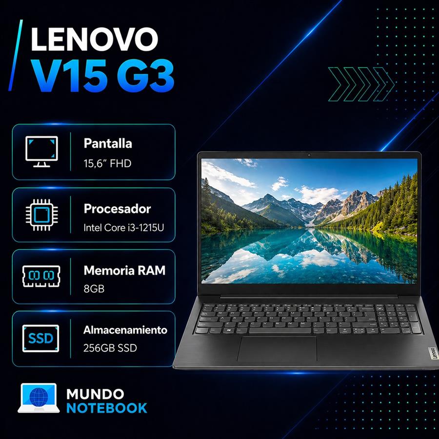 Lenovo V15 G3 Intel Core i3-1215U 8GB RAM 256GB SSD Pantalla 15,6" FHD