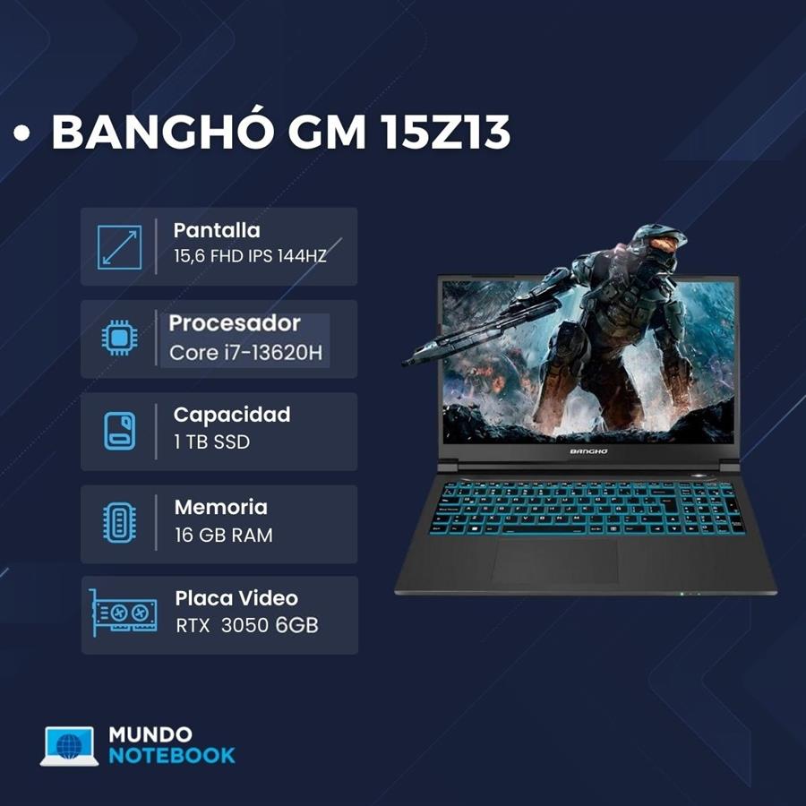 Banghó Gamer 15Z13 Intel Core i7 RTX 3050 6GB 16GB RAM 1TB SSD Pantalla 15,6" FHD